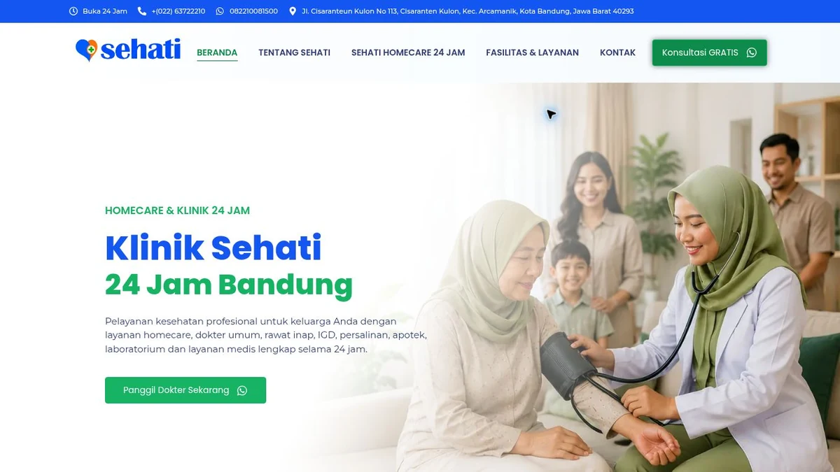 Screenshot halaman beranda Klinik Sehati