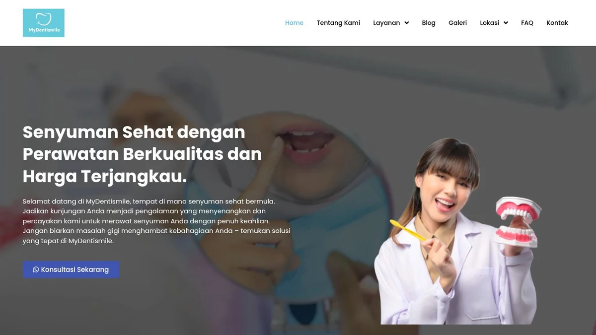 Screenshot halaman beranda MyDentismile