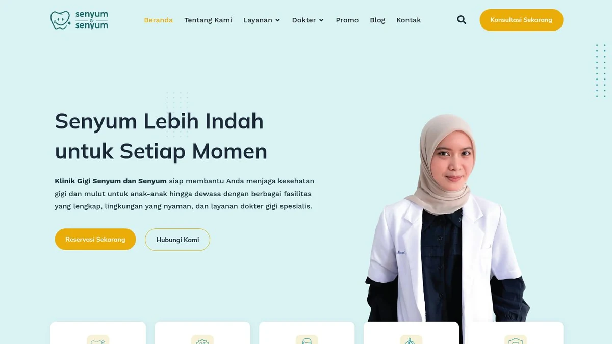 Screenshot halaman beranda Senyum dan Senyum